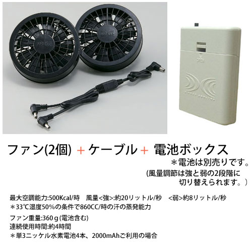 空調服RD9263電池ﾎﾞｯｸｽとFAN2200ﾌｧﾝとRD9261ｹｰﾌﾞﾙのｾｯﾄ