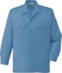 DESK44324_1 エコ製品制電長袖オープンシャツ［社名刺繍無料］ 005/ブルー