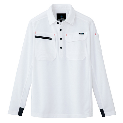 AZ-10608 長袖ポロシャツ（男女兼用） 001/ホワイト
