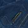 TORA8910-124 デニム長袖ブルゾン［社名刺繍無料］ 右胸に止水ファスナーを使用（ファスナーを開けると蛍光イエローが見える）