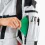 AZ-6831 長袖ブルゾン(男女兼用)［社名刺繍無料］ 左袖ファスナーポケット/ポケットにペン差し付き、ハーネスの干渉を受けずに使用できる。