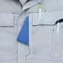 AZ-1932 半袖ブルゾン(男女兼用)［社名刺繍無料］ 左胸スリットポケット・・・野帳やスマートフォンが出し入れし易い大型ポケットを配置。