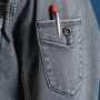 IZFRONTIER7310 3Dストレッチデニムワークジャケット［社名刺繍無料］ スタイリッシュな左袖ペン差しポケット
