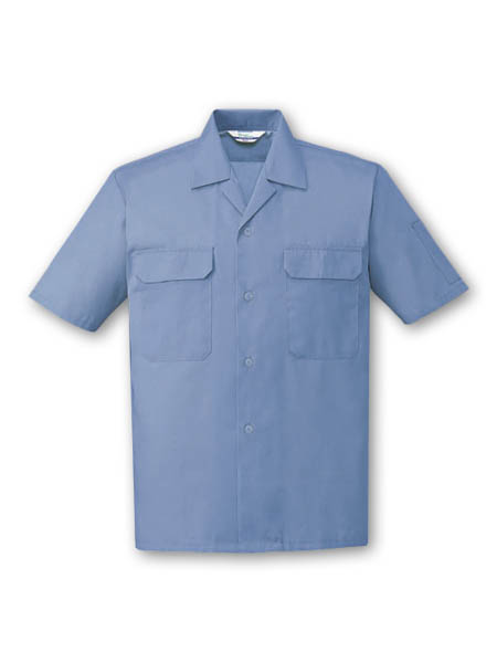DESK6056 半袖オープンシャツ［社名刺繍無料］ 005/ブルー